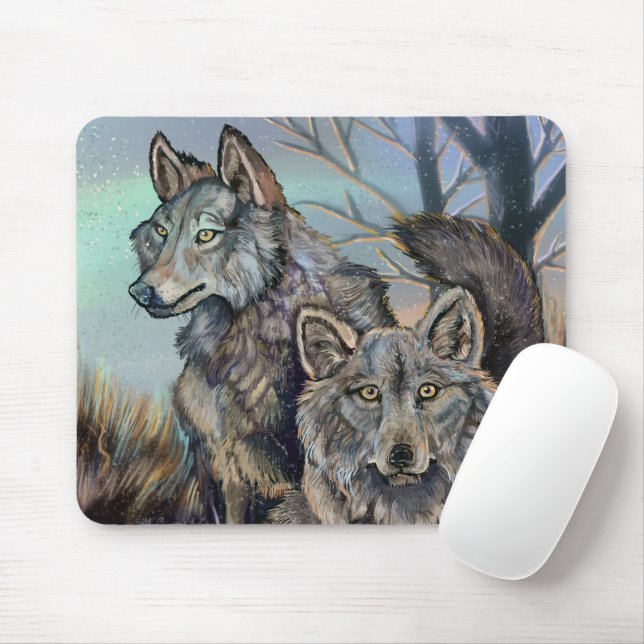 Artic Wolves Wintery  Mouse Pad (With Mouse)