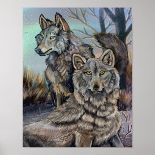 Artic Wolves Wintery  Poster