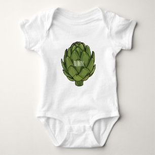 Artichoke cartoon illustration  baby bodysuit