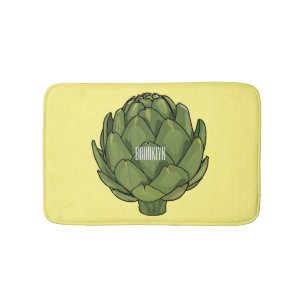 Artichoke cartoon illustration bath mat