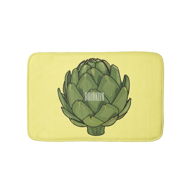 Artichoke cartoon illustration  bath mat (Front)