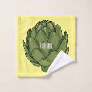 Artichoke cartoon illustration bath towel set