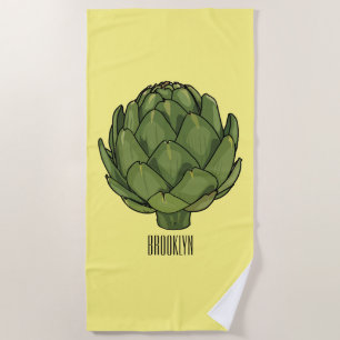 Artichoke cartoon illustration beach towel