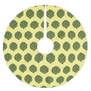 Artichoke cartoon illustration brushed polyester tree skirt