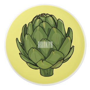 Artichoke cartoon illustration ceramic knob
