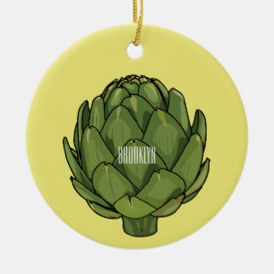 Artichoke cartoon illustration ceramic ornament