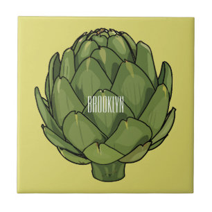 Artichoke cartoon illustration ceramic tile