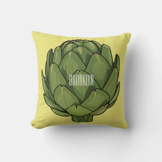 Artichoke cartoon illustration  cushion (Front)