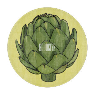 Artichoke cartoon illustration  cutting board