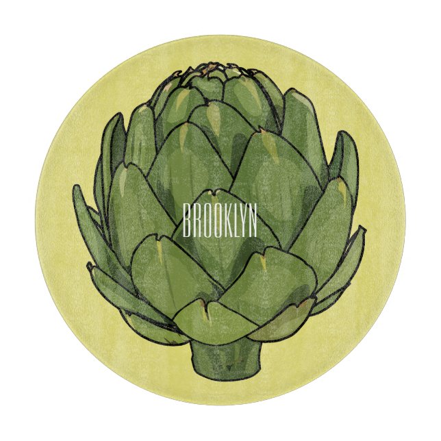 Artichoke cartoon illustration  cutting board (Front)