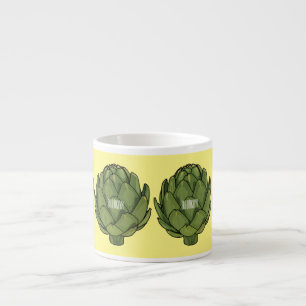 Artichoke cartoon illustration  espresso cup