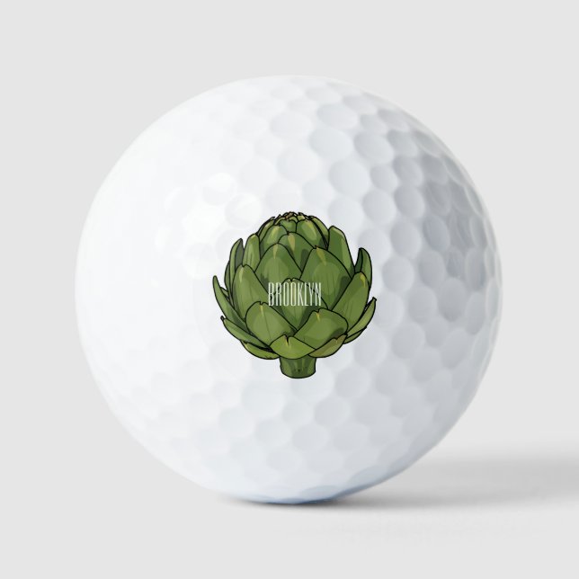 Artichoke cartoon illustration  golf balls (Front)