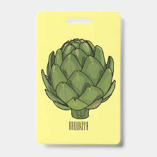 Artichoke cartoon illustration ID badge