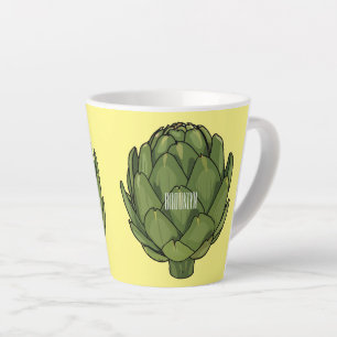 Artichoke cartoon illustration  latte mug