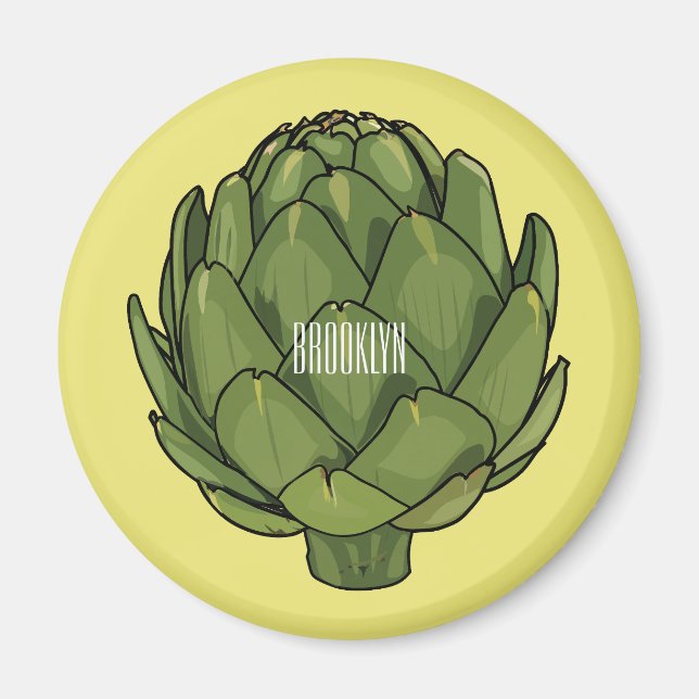 Artichoke cartoon illustration  magnet (Front)