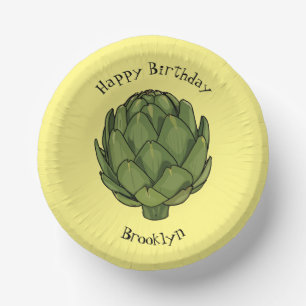 Artichoke cartoon illustration paper plate