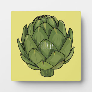 Artichoke cartoon illustration plaque