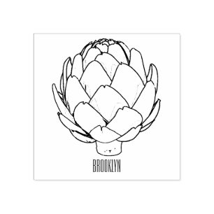 Artichoke cartoon illustration rubber stamp