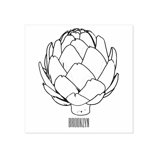 Artichoke cartoon illustration rubber stamp (Imprint)