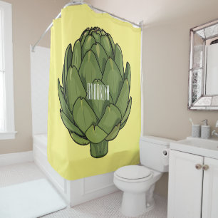 Artichoke cartoon illustration shower curtain