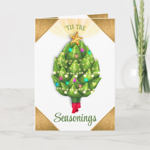Artichoke Christmas light chef catering restaurant Holiday Card