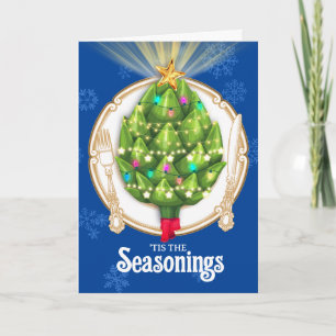 Artichoke Christmas tree chef restaurant catering Holiday Card
