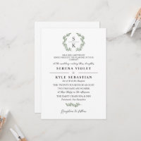 Artichoke Green Laurel Wreath Monogram Wedding