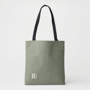 Artichoke Green • Random Circles Monogram Tote Bag