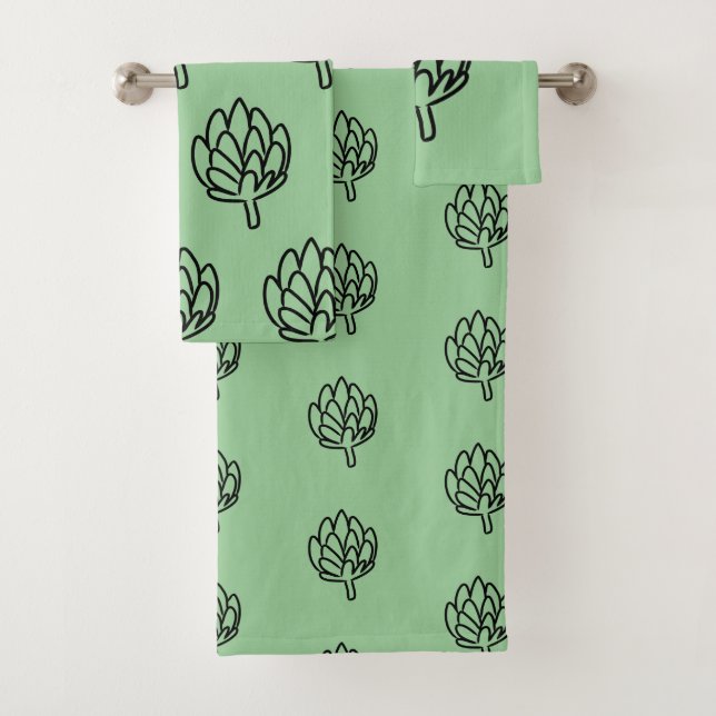 Artichoke vegetable globe artichokes edible flower bath towel set (Insitu)