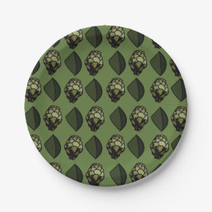 Artichoke Vegetable Plant Botanical Pattern Party Paper Plate