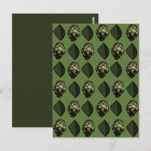 Artichoke Vegetable Plant Botanical Pattern Postcard