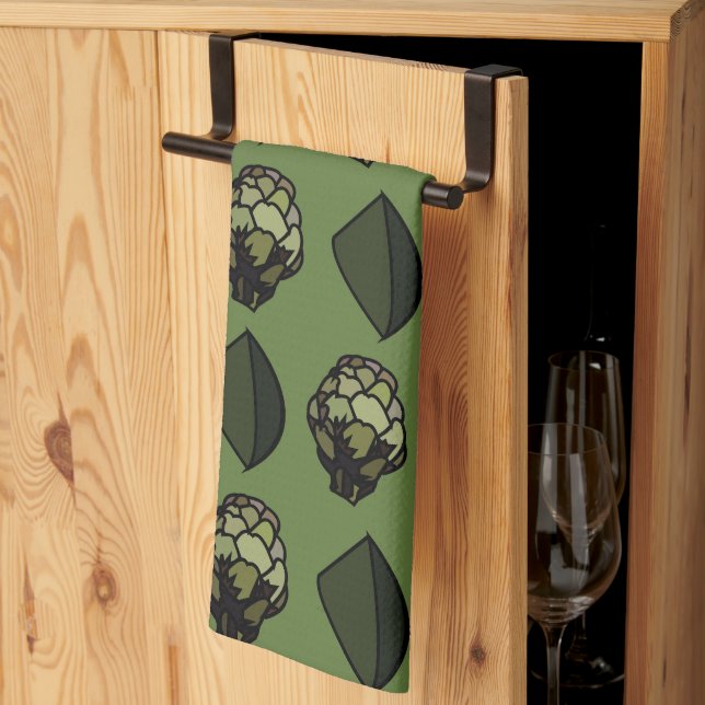 Artichoke Vegetable Plant Botanical Pattern Tea Towel (Thirds Fold)