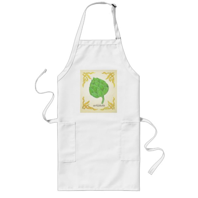 artichoke with leaves classic design long apron (Front)