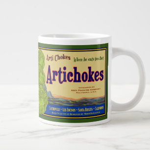 Artichokes Funny Vintage Art Large Coffee Mug