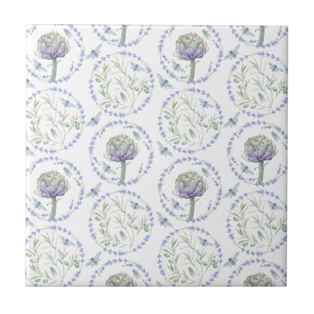 Artichokes Provence with Bee Seamless Ceramic Tile (Front)