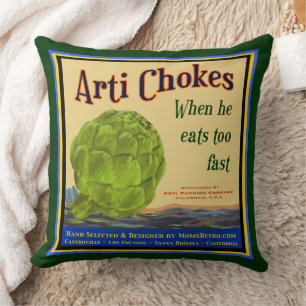 Artichokes Vintage Crate Art Pillow