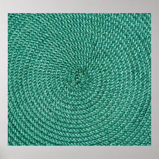 Artificial braided green fabric texture. poster