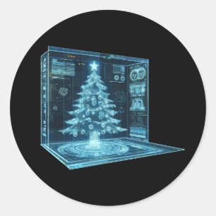 Artificial Christmas Tree Classic Round Sticker