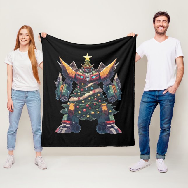Artificial Christmas Tree Robot Fleece Blanket (In Situ)