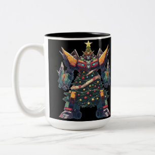 Artificial Christmas Tree Robot Two-Tone Coffee Mug