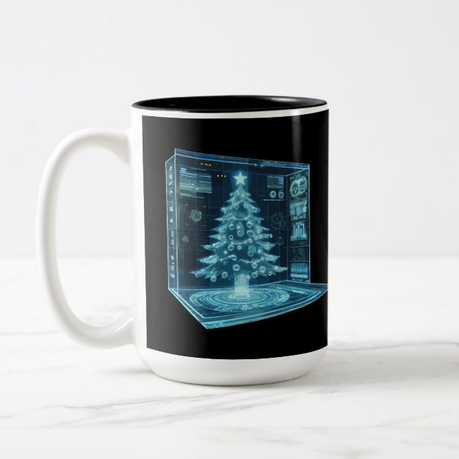 Artificial Christmas Tree Two-Tone Coffee Mug (Left)