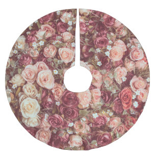 Artificial flowers, beautiful cloth background. brushed polyester tree skirt