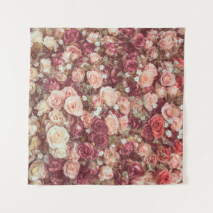 Artificial flowers, beautiful cloth background. tapestry