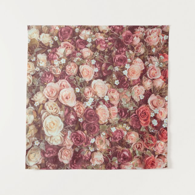 Artificial flowers, beautiful cloth background. tapestry (Front)