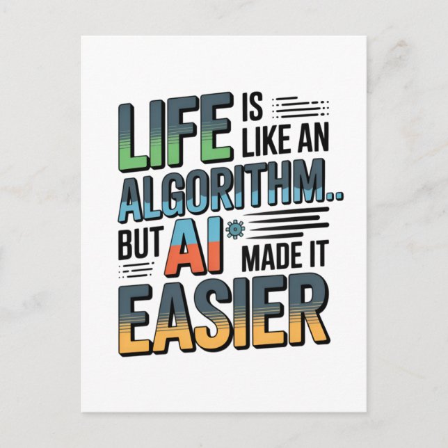 Artificial Intelligence Algorithm Life Postcard (Front)