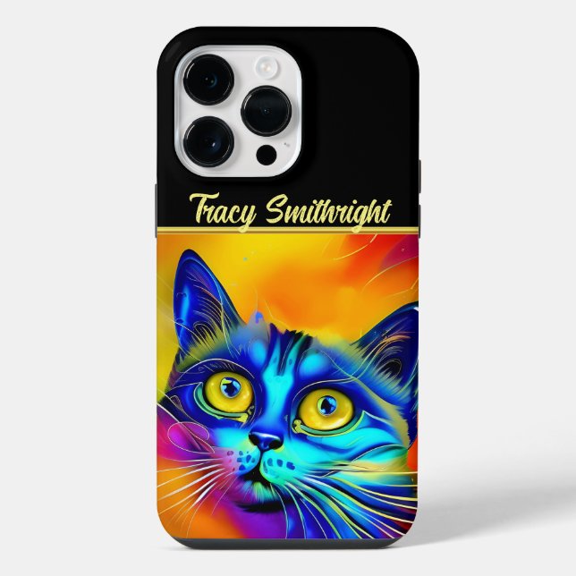 Artificial intelligence animal cat face  iPhone case (Back)