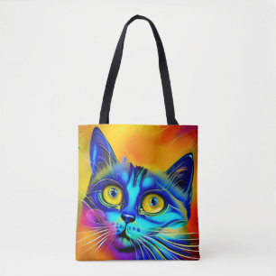 Artificial intelligence animal cat face tote bag