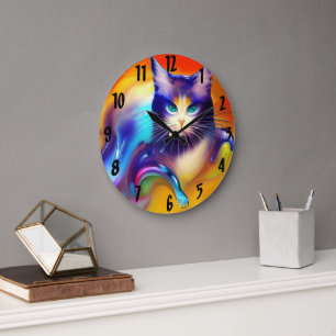 Artificial intelligence animal cat sitting large clock