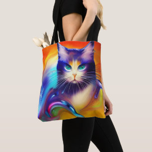 Artificial intelligence animal cat sitting tote bag
