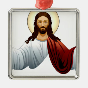 Artificial Intelligence Art of Jesus with Arms Out Metal Ornament